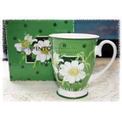 McIntosh Fine Bone China Royal Mug - Flower Romance Green with White 